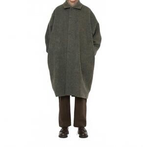 NEW 7115 BY SZEKI cuffed wool coat in heathered pebble